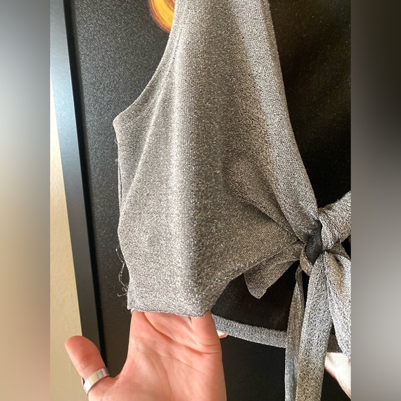 SOLD | Disco Silver Sparkle Wrap Crop Top - Picture 4 of 6